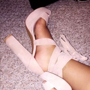 Nude lace up heels!